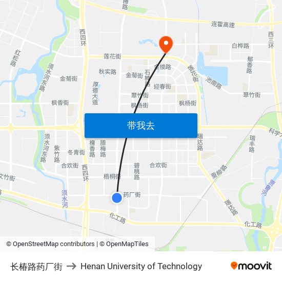 长椿路药厂街 to Henan University of Technology map