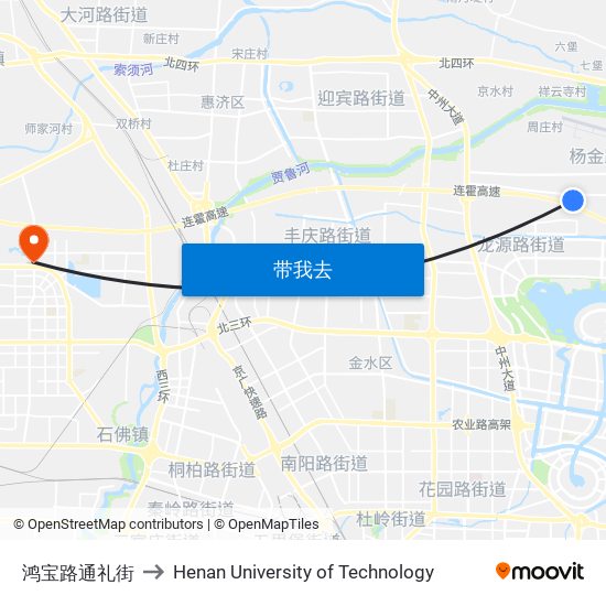 鸿宝路通礼街 to Henan University of Technology map