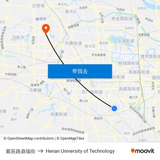 紫辰路鼎瑞街 to Henan University of Technology map