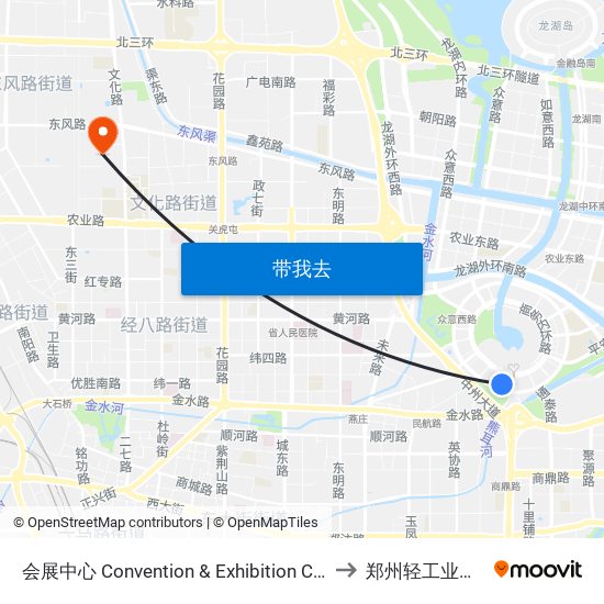会展中心 Convention & Exhibition Center to 郑州轻工业学院 map