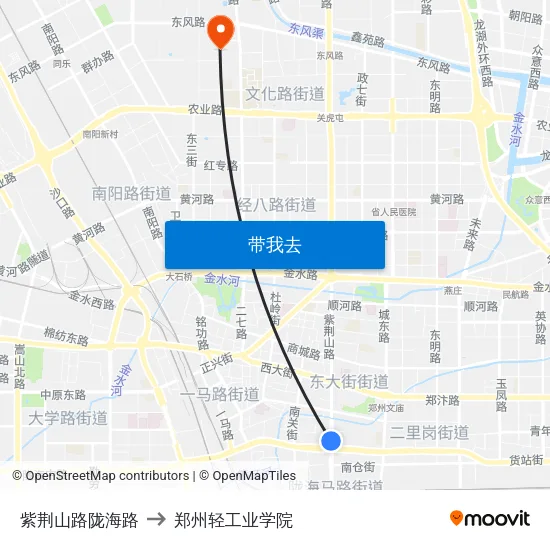 紫荆山路陇海路 to 郑州轻工业学院 map