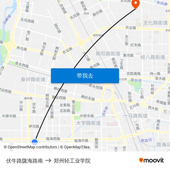 伏牛路陇海路南 to 郑州轻工业学院 map