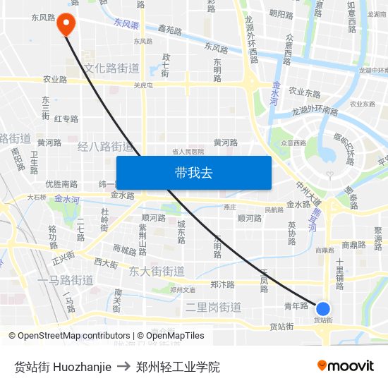 货站街 Huozhanjie to 郑州轻工业学院 map