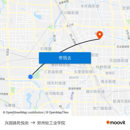 兴国路民悦街 to 郑州轻工业学院 map