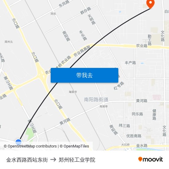 金水西路西站东街 to 郑州轻工业学院 map