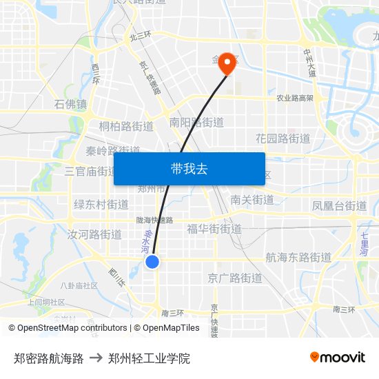 郑密路航海路 to 郑州轻工业学院 map