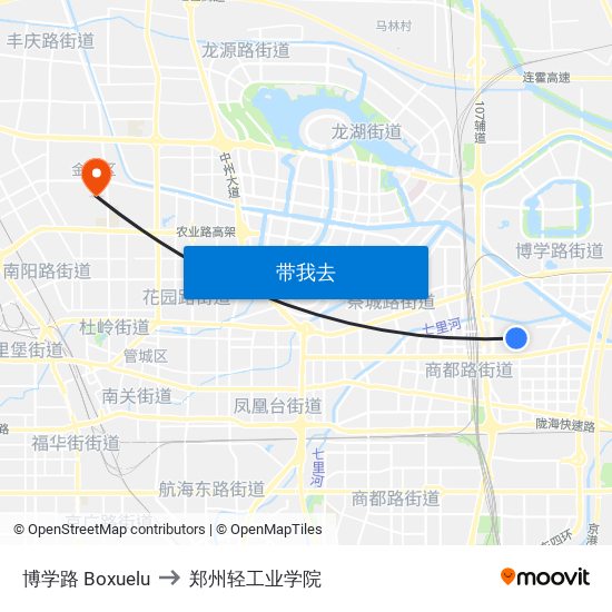 博学路 Boxuelu to 郑州轻工业学院 map