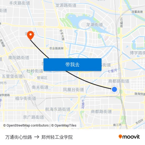 万通街心怡路 to 郑州轻工业学院 map