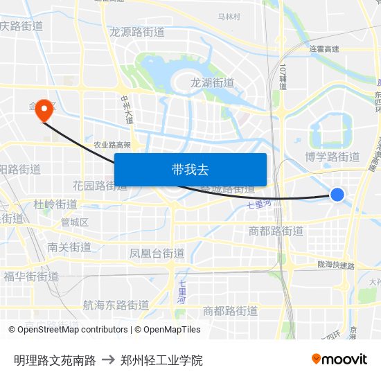 明理路文苑南路 to 郑州轻工业学院 map