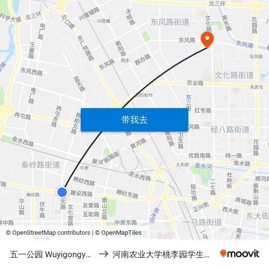 五一公园 Wuyigongyuan to 河南农业大学桃李园学生公寓 map