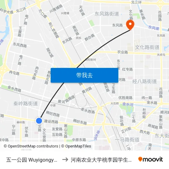 五一公园 Wuyigongyuan to 河南农业大学桃李园学生公寓 map
