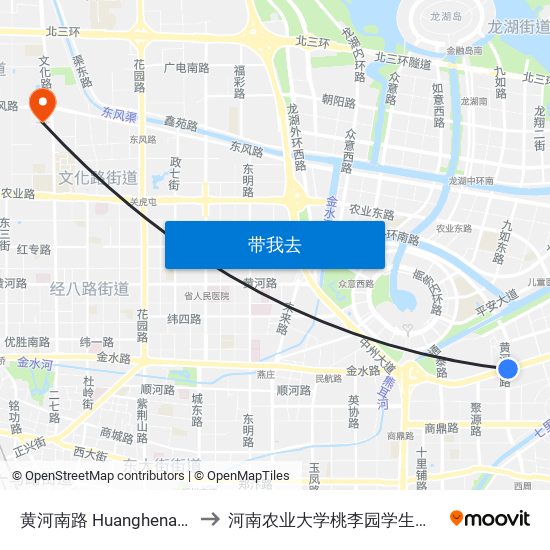 黄河南路 Huanghenanlu to 河南农业大学桃李园学生公寓 map