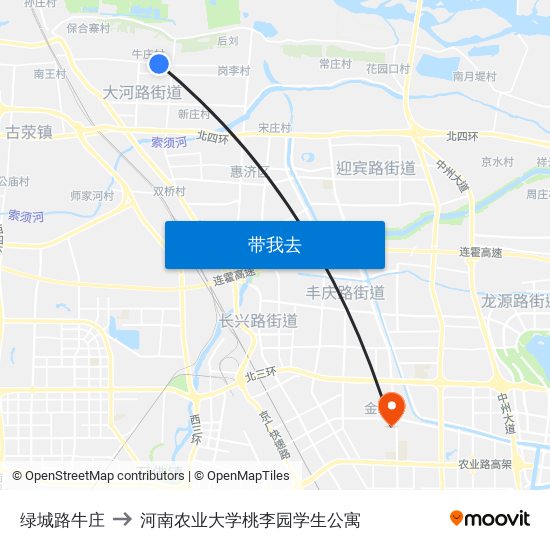 绿城路牛庄 to 河南农业大学桃李园学生公寓 map