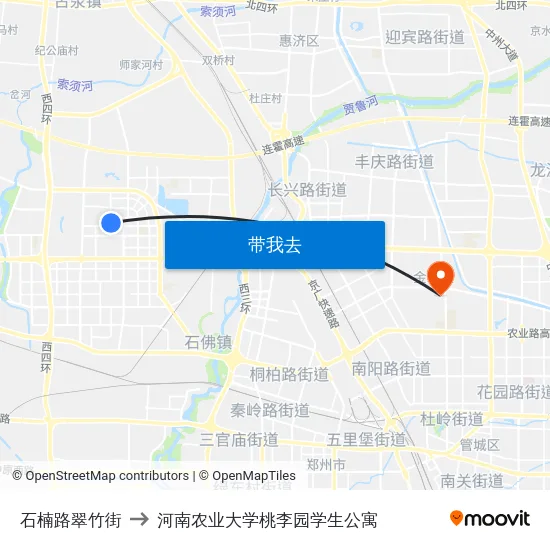 石楠路翠竹街 to 河南农业大学桃李园学生公寓 map