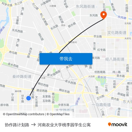 协作路计划路 to 河南农业大学桃李园学生公寓 map