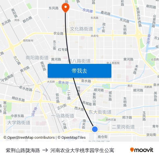 紫荆山路陇海路 to 河南农业大学桃李园学生公寓 map