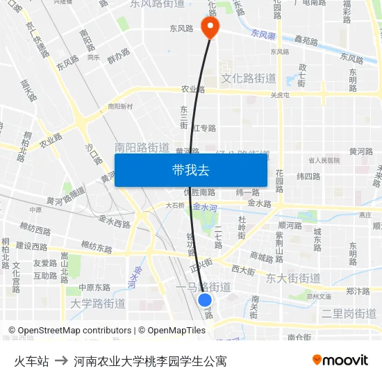 火车站 to 河南农业大学桃李园学生公寓 map