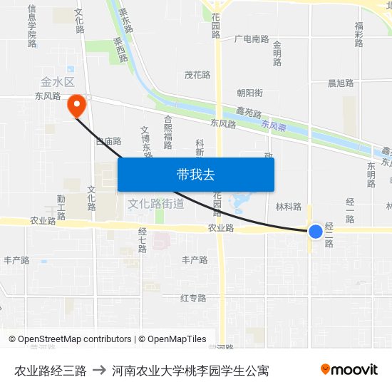 农业路经三路 to 河南农业大学桃李园学生公寓 map