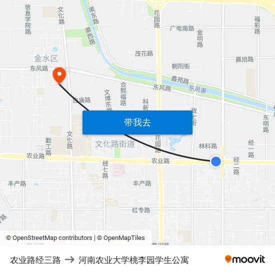 农业路经三路 to 河南农业大学桃李园学生公寓 map