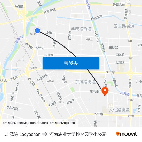 老鸦陈 Laoyachen to 河南农业大学桃李园学生公寓 map