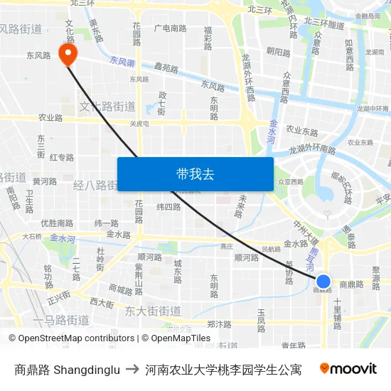 商鼎路 Shangdinglu to 河南农业大学桃李园学生公寓 map