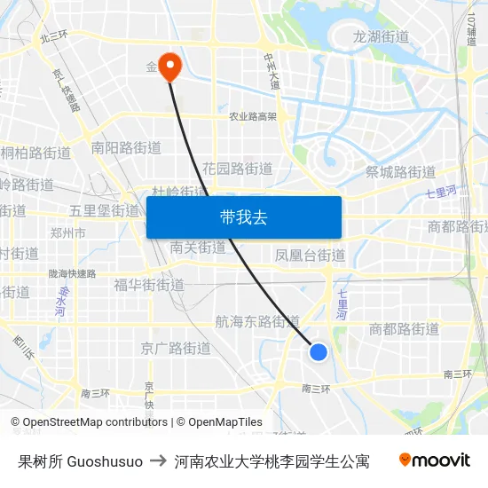 果树所 Guoshusuo to 河南农业大学桃李园学生公寓 map