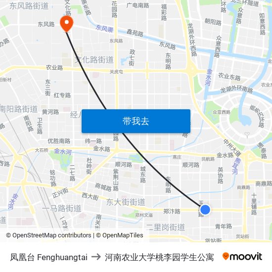 凤凰台 Fenghuangtai to 河南农业大学桃李园学生公寓 map