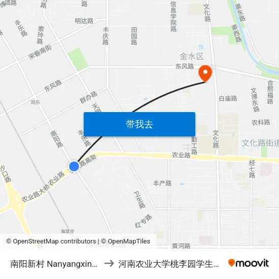 南阳新村 Nanyangxincun to 河南农业大学桃李园学生公寓 map