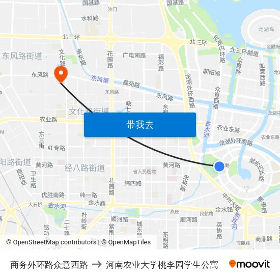 商务外环路众意西路 to 河南农业大学桃李园学生公寓 map