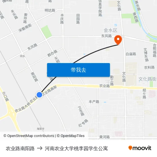 农业路南阳路 to 河南农业大学桃李园学生公寓 map