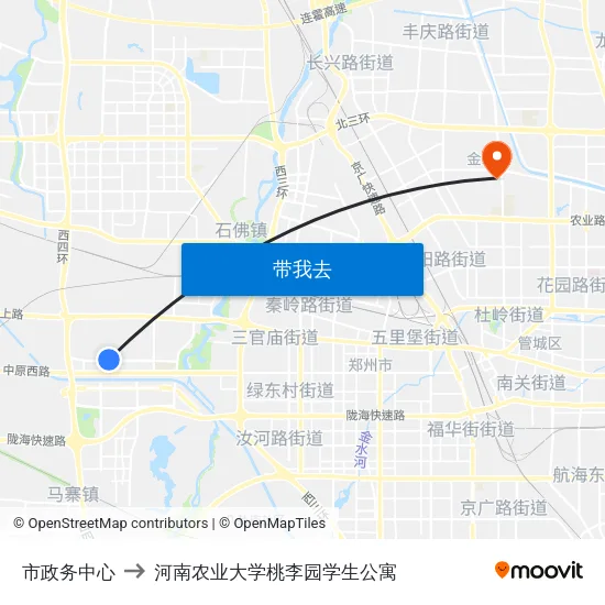 市政务中心 to 河南农业大学桃李园学生公寓 map