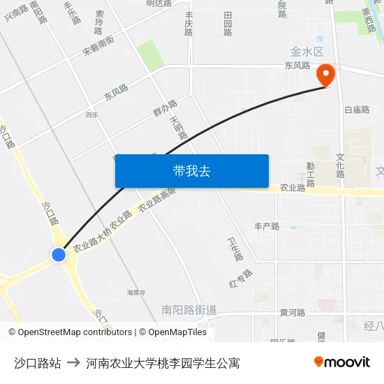 沙口路站 to 河南农业大学桃李园学生公寓 map