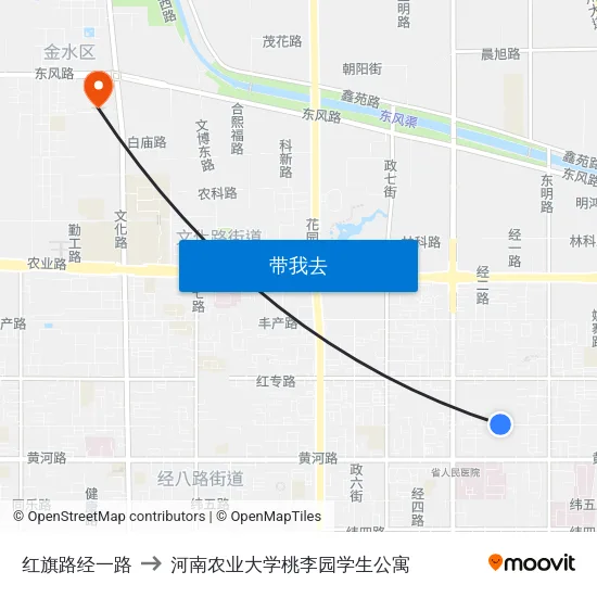 红旗路经一路 to 河南农业大学桃李园学生公寓 map