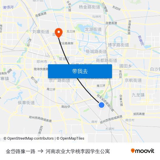 金岱路豫一路 to 河南农业大学桃李园学生公寓 map