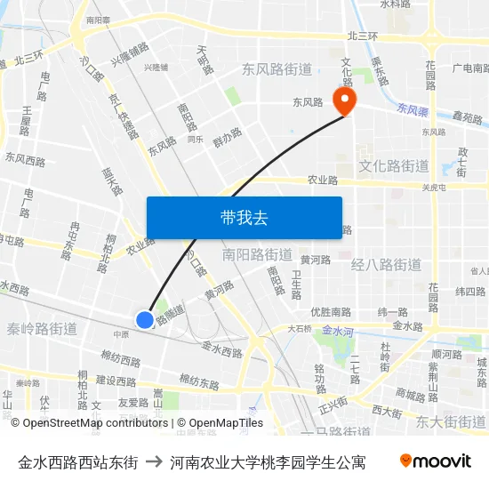金水西路西站东街 to 河南农业大学桃李园学生公寓 map