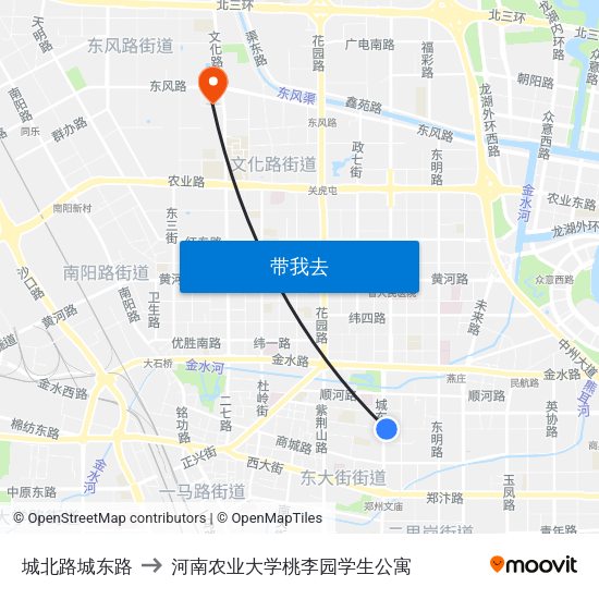 城北路城东路 to 河南农业大学桃李园学生公寓 map