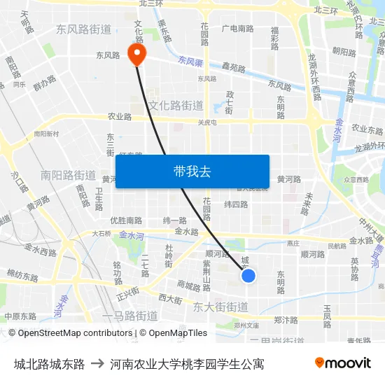 城北路城东路 to 河南农业大学桃李园学生公寓 map
