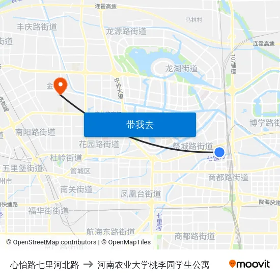 心怡路七里河北路 to 河南农业大学桃李园学生公寓 map