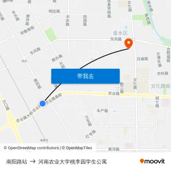 南阳路站 to 河南农业大学桃李园学生公寓 map