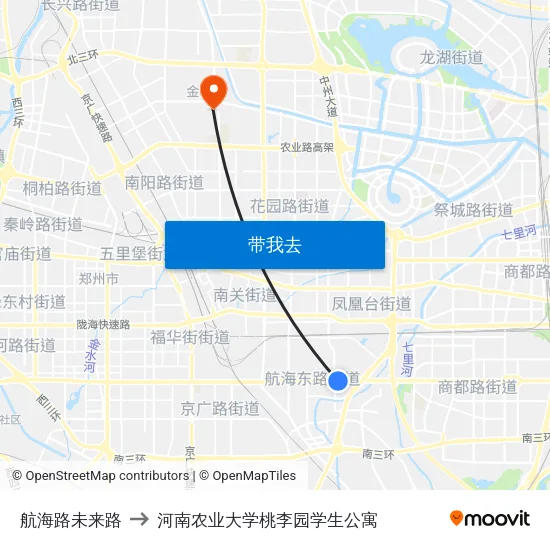 航海路未来路 to 河南农业大学桃李园学生公寓 map