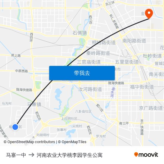 马寨一中 to 河南农业大学桃李园学生公寓 map