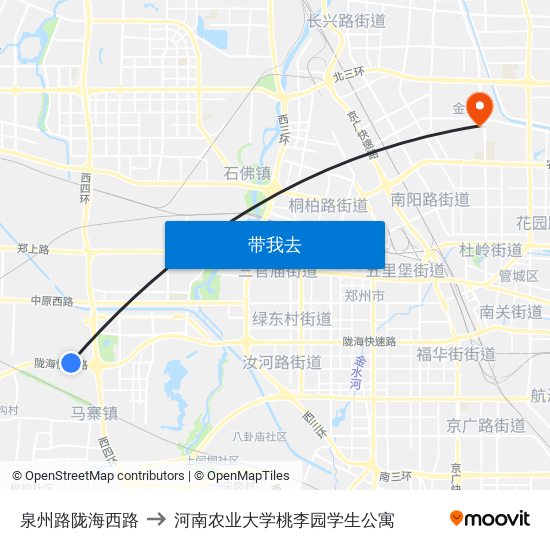 泉州路陇海西路 to 河南农业大学桃李园学生公寓 map