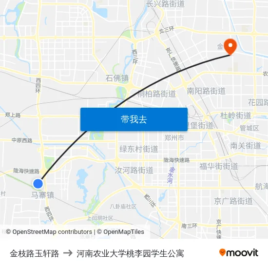 金枝路玉轩路 to 河南农业大学桃李园学生公寓 map