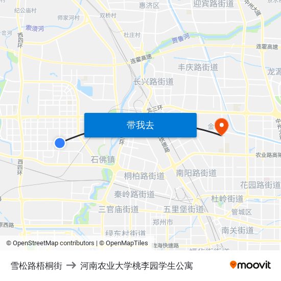 雪松路梧桐街 to 河南农业大学桃李园学生公寓 map