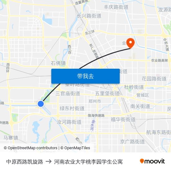 中原西路凯旋路 to 河南农业大学桃李园学生公寓 map