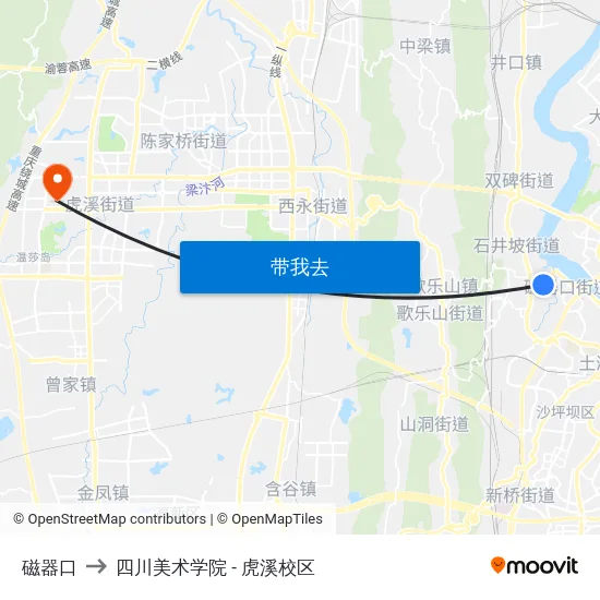 磁器口 to 四川美术学院 - 虎溪校区 map