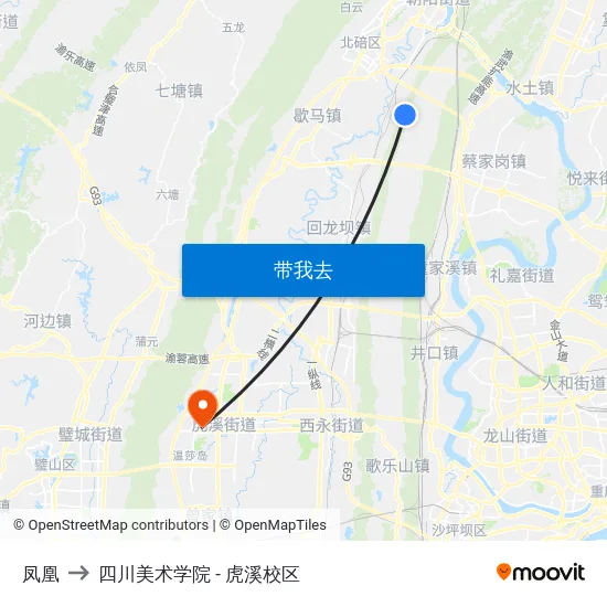凤凰 to 四川美术学院 - 虎溪校区 map