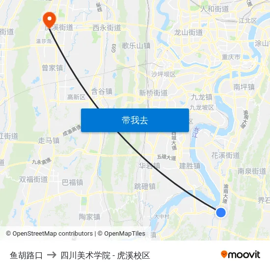 鱼胡路口 to 四川美术学院 - 虎溪校区 map