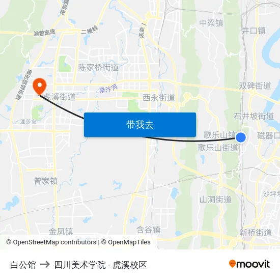 白公馆 to 四川美术学院 - 虎溪校区 map