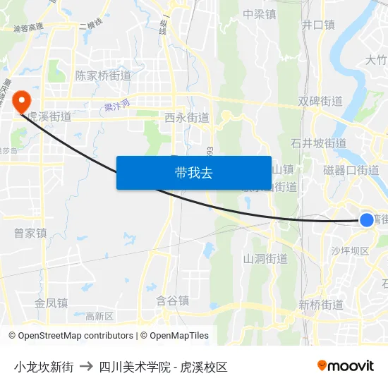 小龙坎新街 to 四川美术学院 - 虎溪校区 map